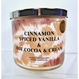 2 CINNAMON VANILLA COCOA CREAM Bath & Body Works Scented 3 Wick Candle NEW